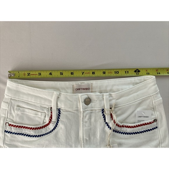 Driftwood Embroidered Floral Jeans Womens 25 White Crop Denim Red Blue Boho NWT - Picture 9 of 16